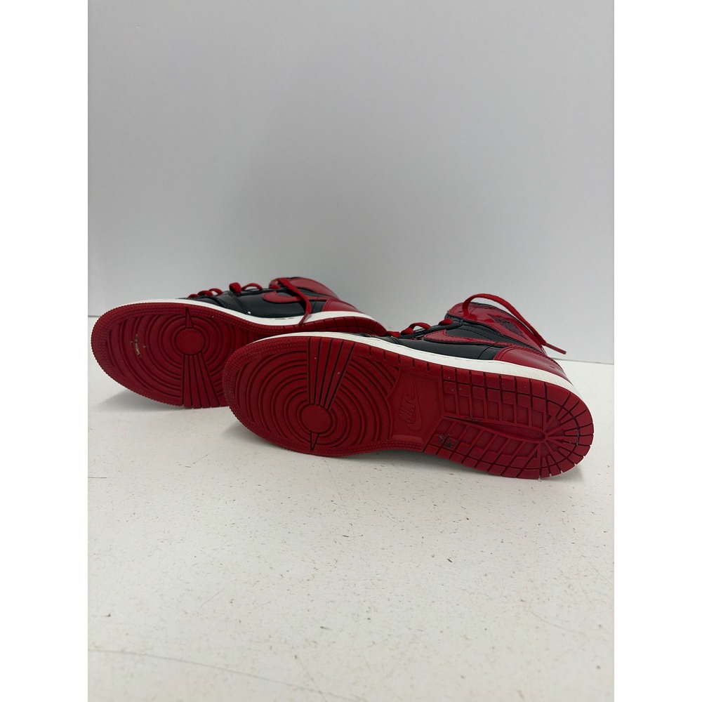 Air Jordan 1 Retro High OG GS Patent Bred Black Red Sneakers 575441-063 Size 7Y - Picture 8 of 8